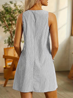 Felicia - Sleeveless Striped Pocket Dress