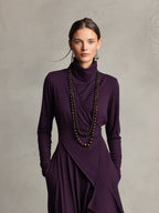 Natalia | Asymmetrical Maxi Knit Dress with Roll Neck
