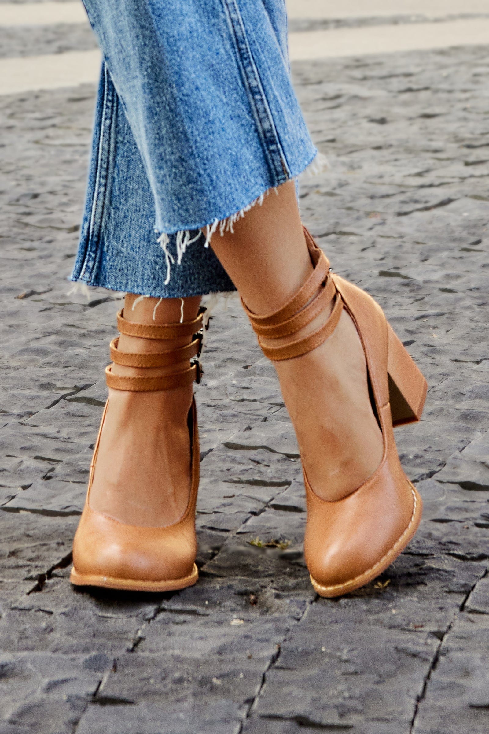 Ariana |  Triple Buckle Heels